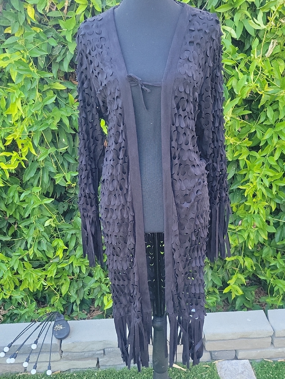 Shredded Fringe Grunge Whimsigoth Kimono Duster Cardigan L